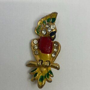 Vtg CORO ? enamel pewter bird parrot small brooch